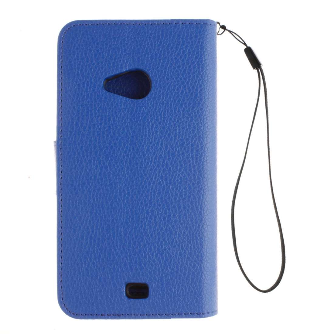 For Microsoft Lumia 535 Litchi Texture Horizontal Flip Leather Case with Holder & Card ... (Blue)