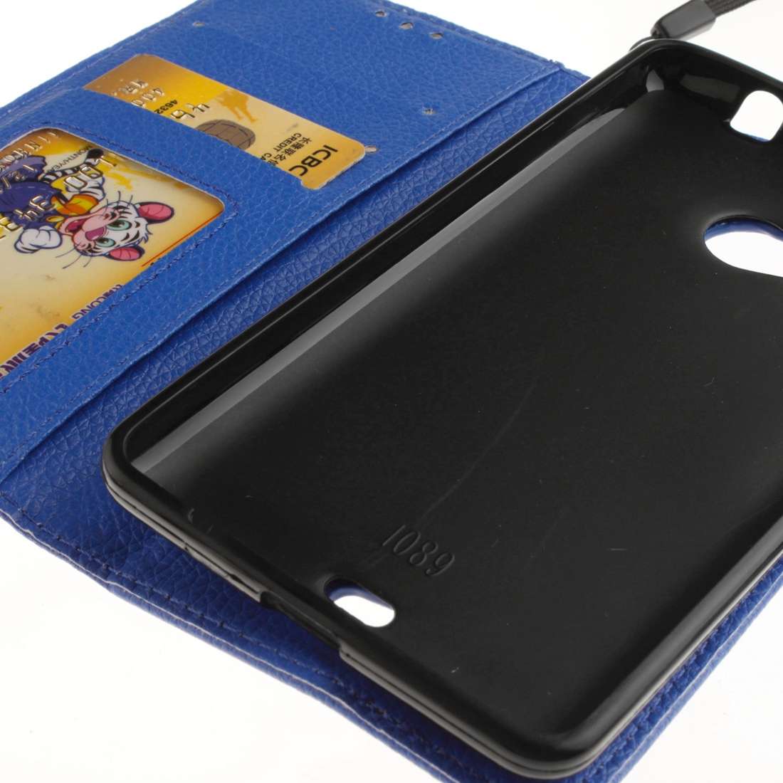For Microsoft Lumia 535 Litchi Texture Horizontal Flip Leather Case with Holder & Card ... (Blue)