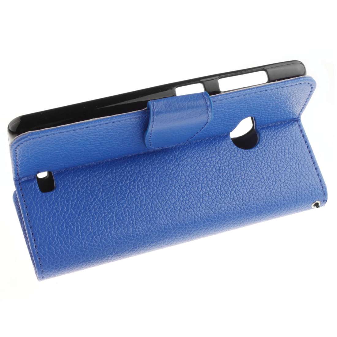 For Microsoft Lumia 535 Litchi Texture Horizontal Flip Leather Case with Holder & Card ... (Blue)