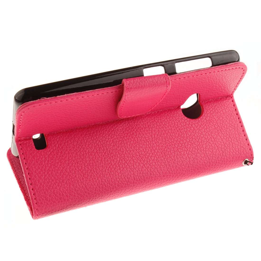 For Microsoft Lumia 535 Litchi Texture Horizontal Flip Leather Case with Holder & Ca ... (Magenta)