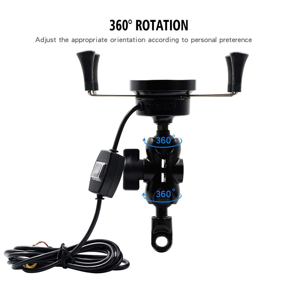 CS-878A1 Multi-function Motorcycle Wireless Wired Aluminum Alloy Mobile Phone Holder C ... (Black)