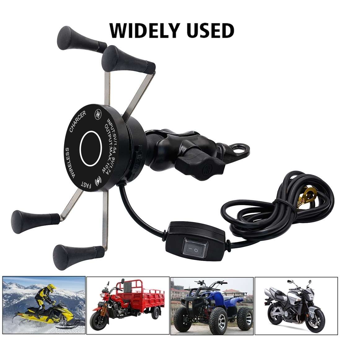 CS-878A1 Multi-function Motorcycle Wireless Wired Aluminum Alloy Mobile Phone Holder C ... (Black)