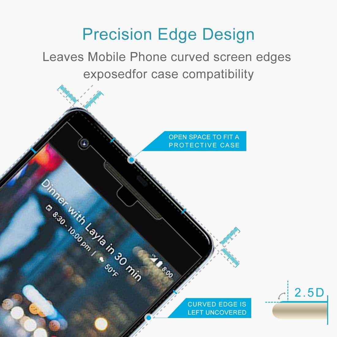 50 PCS for Google Pixel 2 XL 0.26mm 9H Surface Hardness 2.5D Explosion-proof Tempered Glass Screen