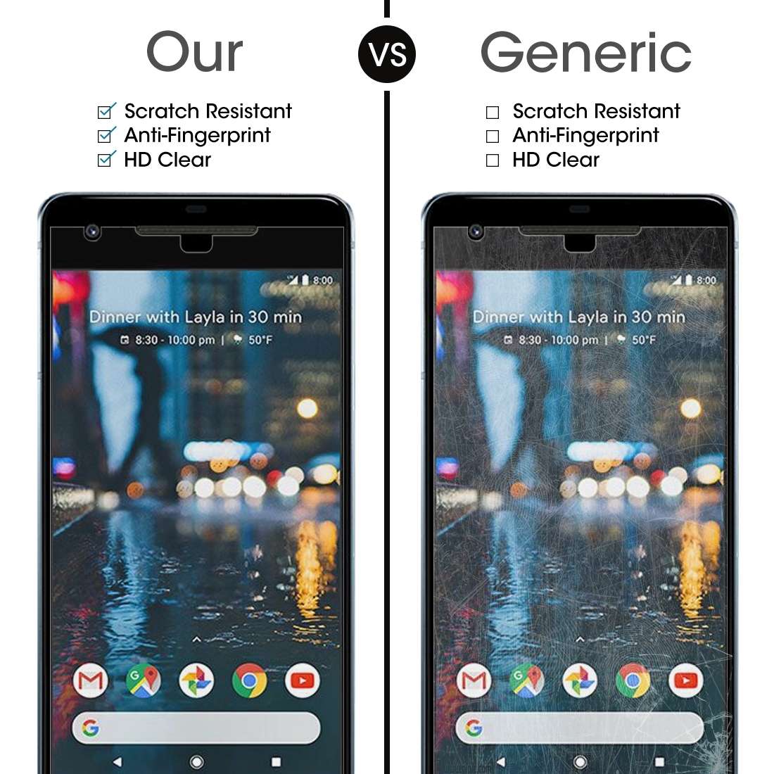 50 PCS for Google Pixel 2 XL 0.26mm 9H Surface Hardness 2.5D Explosion-proof Tempered Glass Screen