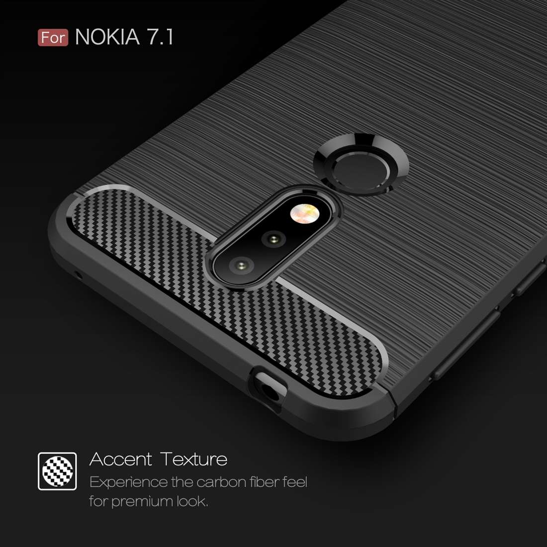 Brushed Texture Carbon Fiber Soft TPU Case for Nokia 7.1(Navy Blue)