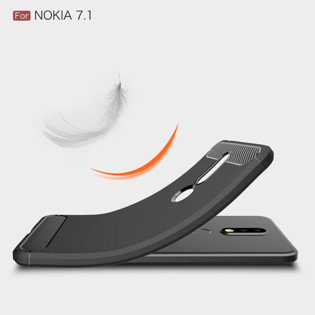 Brushed Texture Carbon Fiber Soft TPU Case for Nokia 7.1(Navy Blue)