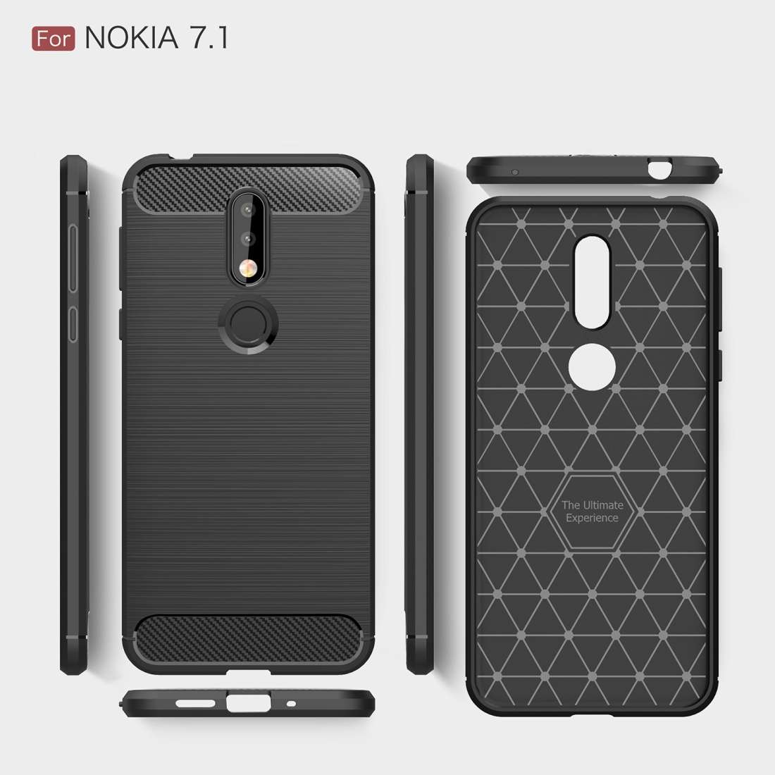 Brushed Texture Carbon Fiber Soft TPU Case for Nokia 7.1(Navy Blue)