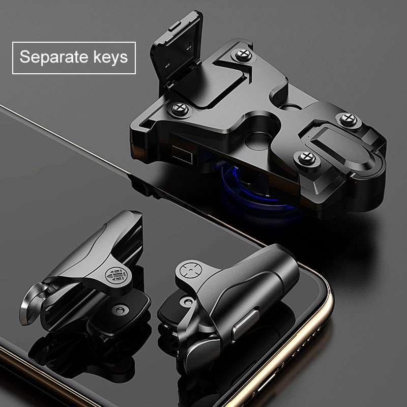 Non-slip Alloy Separable Button Mobile Phone Game Shooting Gamepad, Support Burst Mode ... (Black)