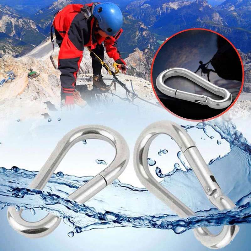 M10 Stainless Steel Carabiner Spring Hook Multi-tool Mountaineering Buckle Lock Camping Hook Rope,