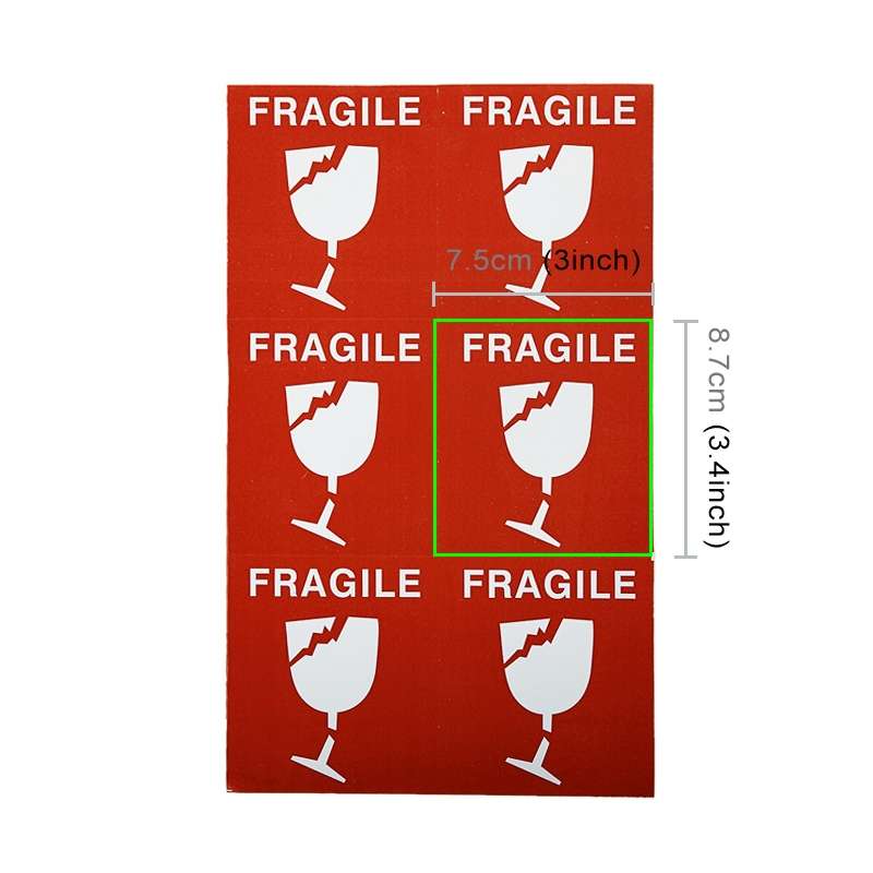 10pcs Self-adhesive English Warning Sticker Fragile Label