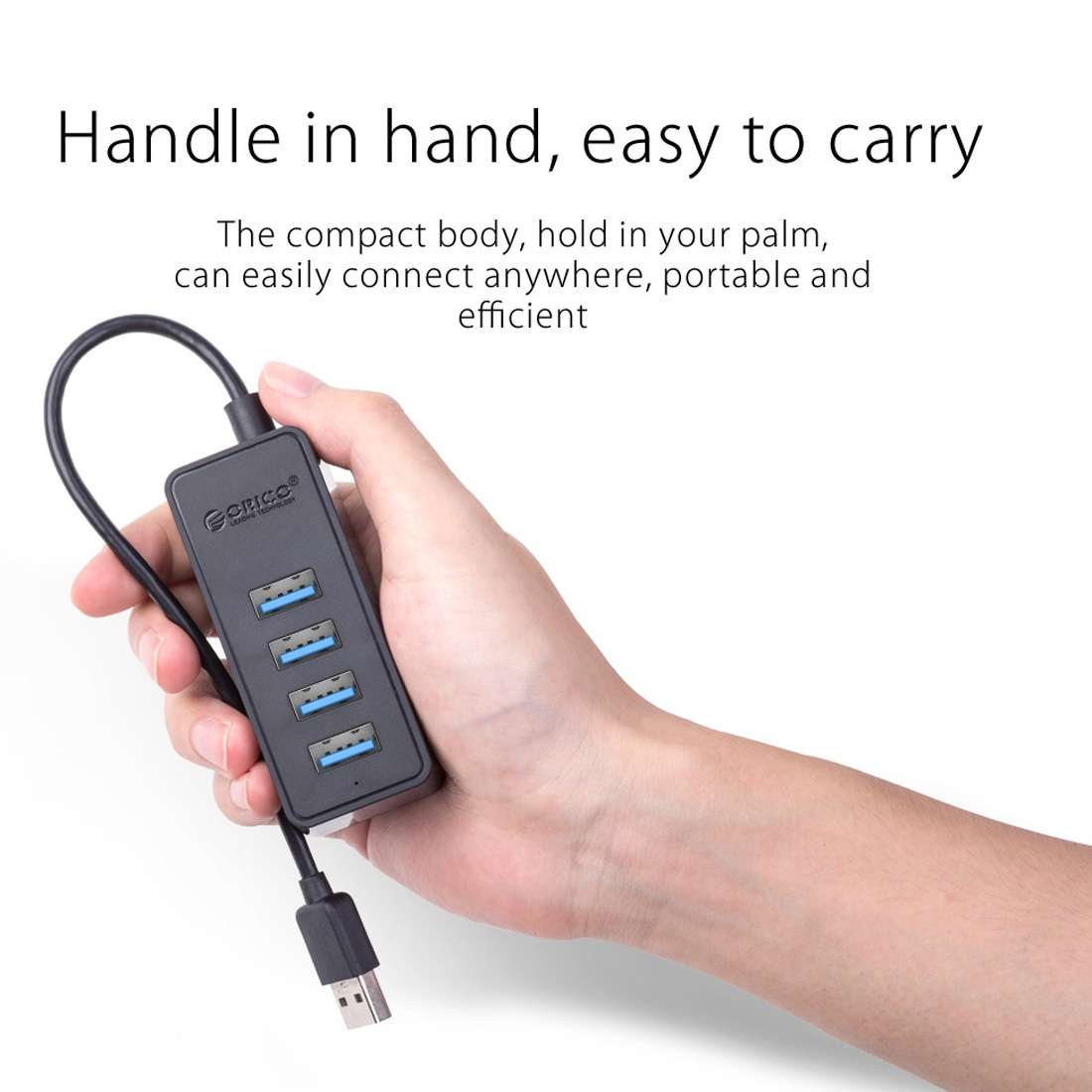 ORICO W5P-U3-30 4-Port USB 3.0 Desktop HUB with 30cm Micro USB Cable Power Supply(Black)