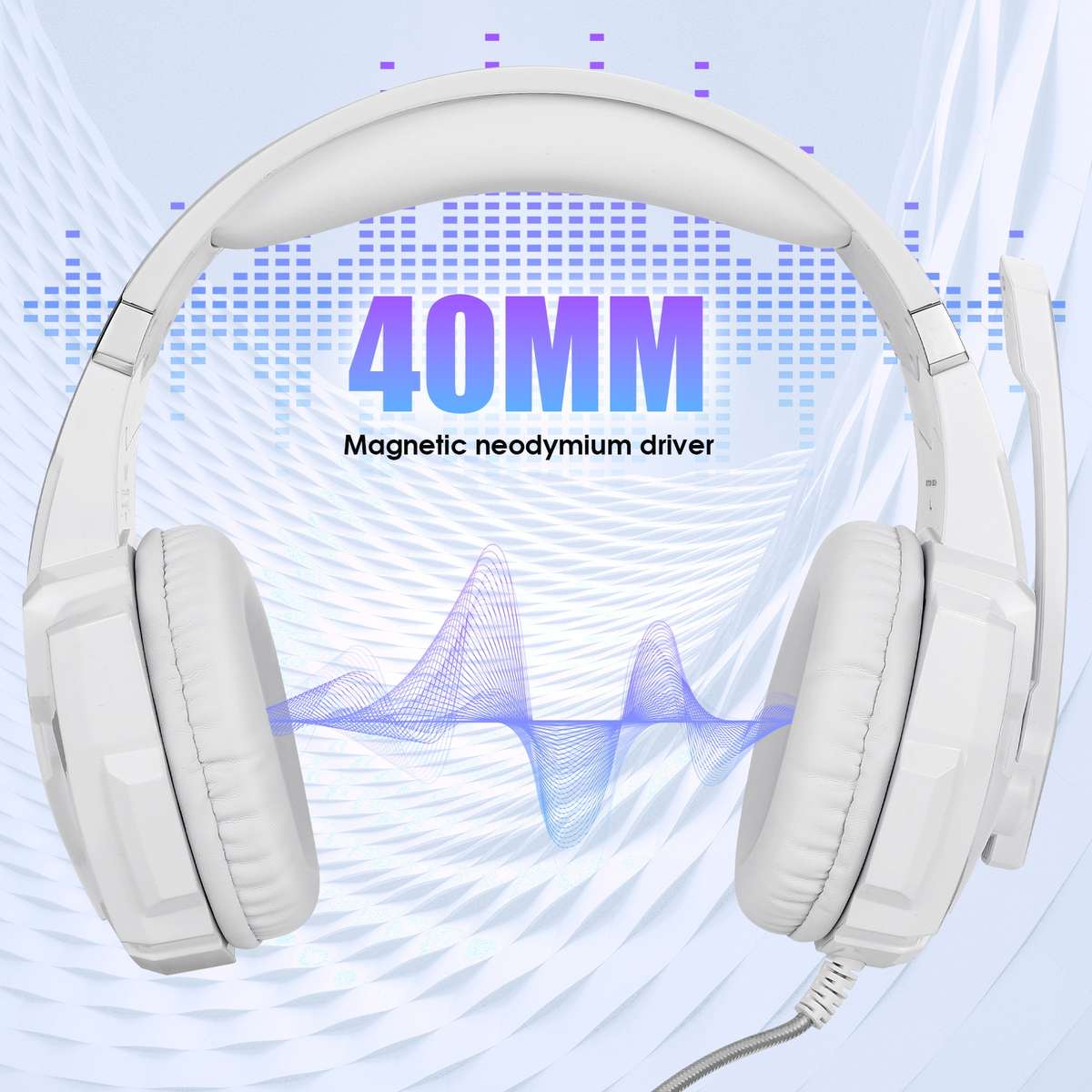 KOTION EACH G9000 3.5mm Gaming Headset with Microphone LED Light,Cable Length: About 2.2m(White)
