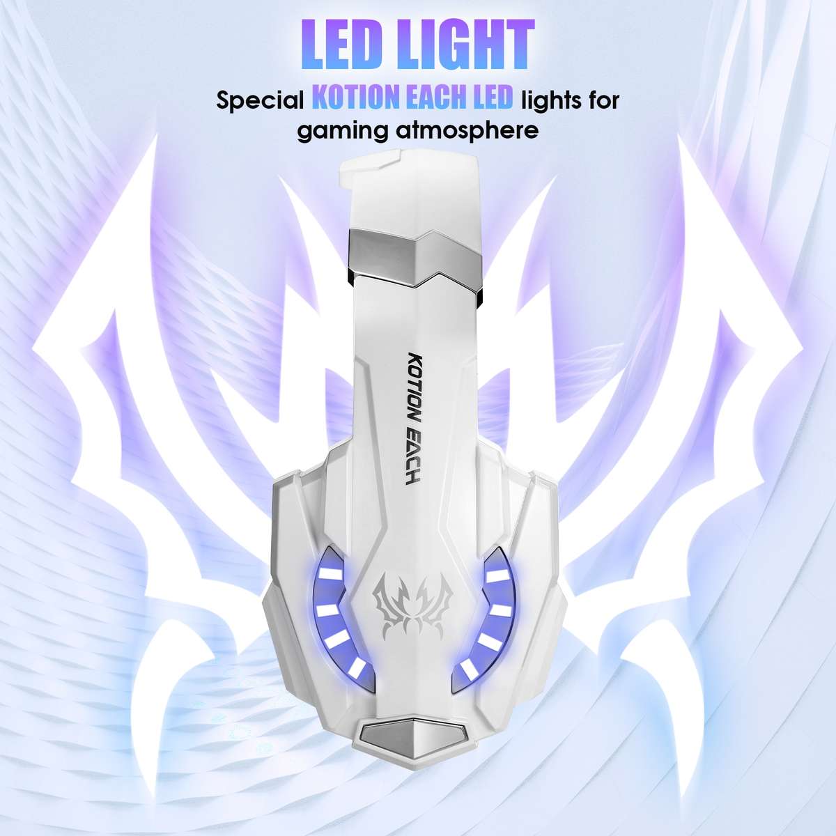 KOTION EACH G9000 3.5mm Gaming Headset with Microphone LED Light,Cable Length: About 2.2m(White)