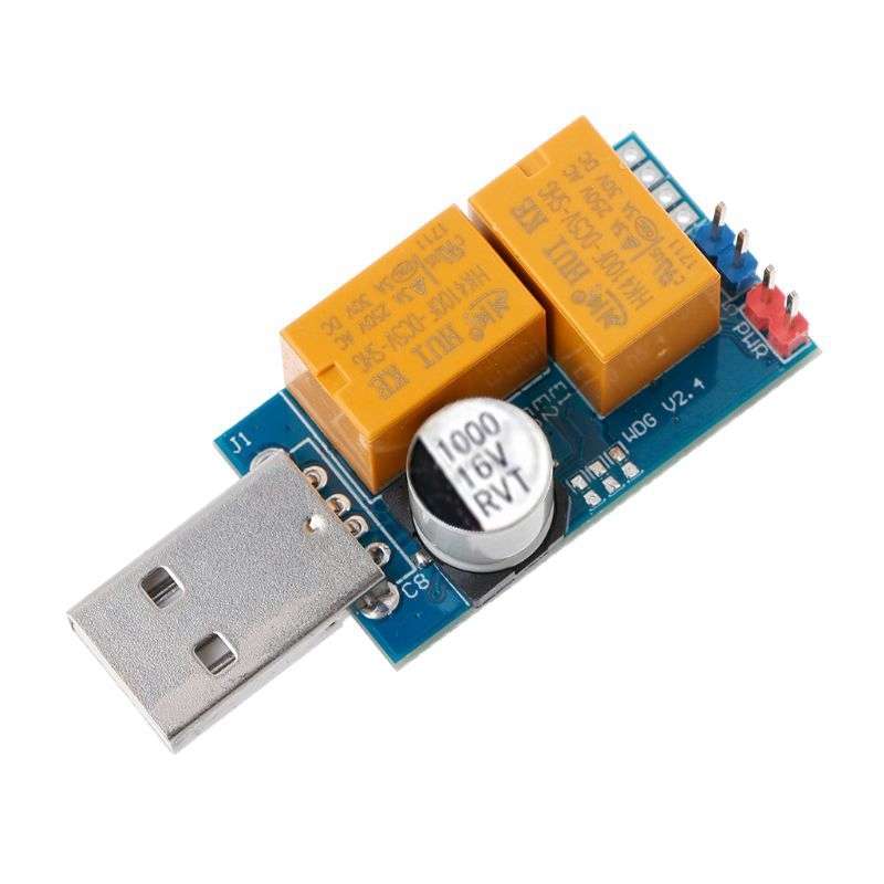 USB Watchdog Card Double Relay Unattended Automatic Restart Blue Screen Crash Timer Reboot for 24H