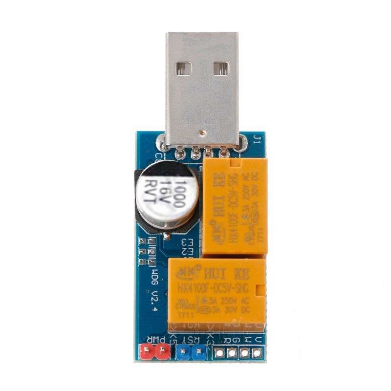USB Watchdog Card Double Relay Unattended Automatic Restart Blue Screen Crash Timer Reboot for 24H