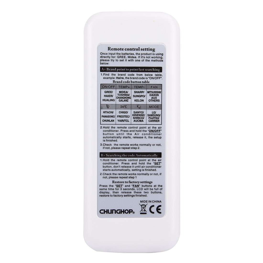 CHUNGHOP K-630E Universal LCD Air-Conditioner Remote Controller