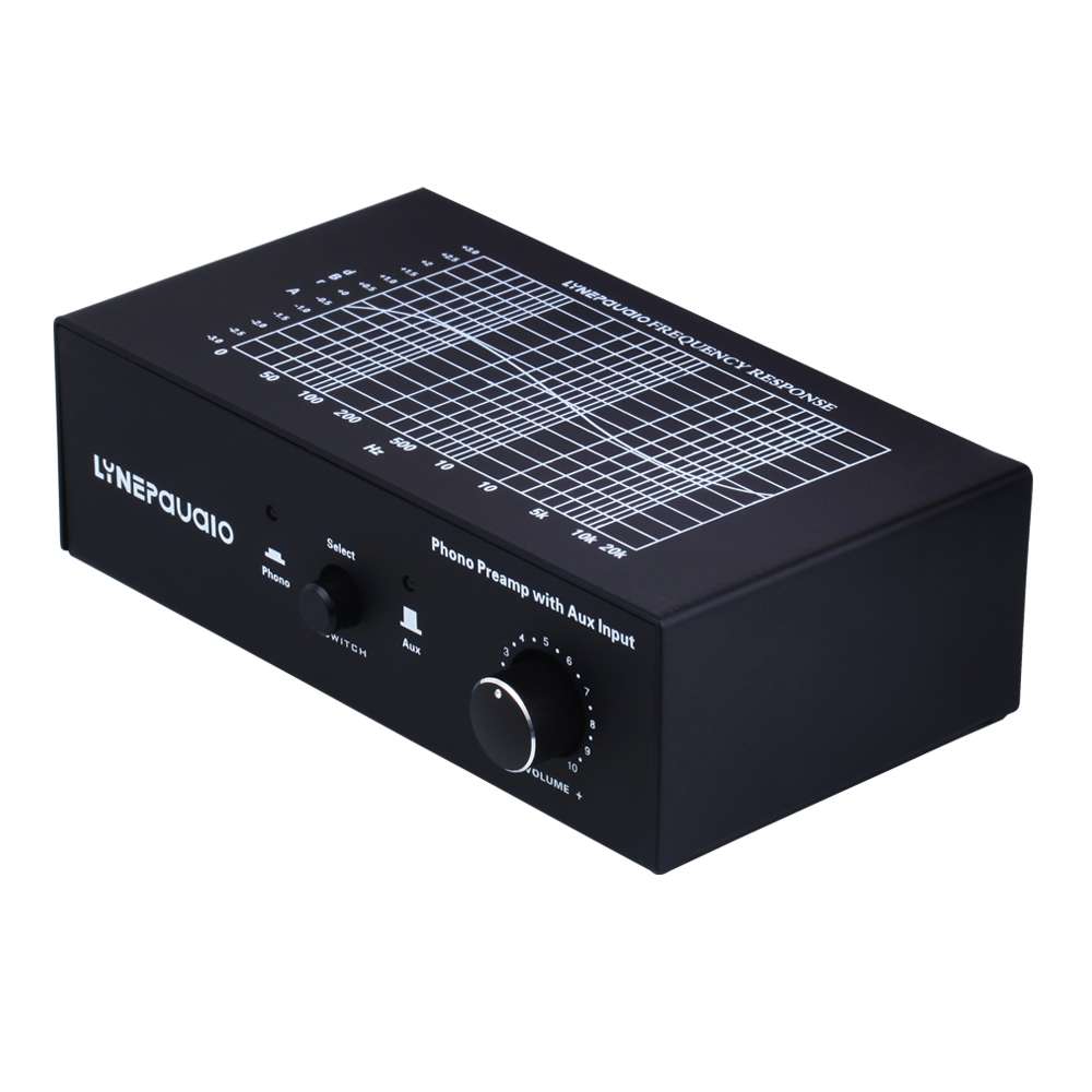 B855 LINEPAUDIO Phone Prephonograph Signal Amplifier with Auxiliary Input and Volume C ... (Black)