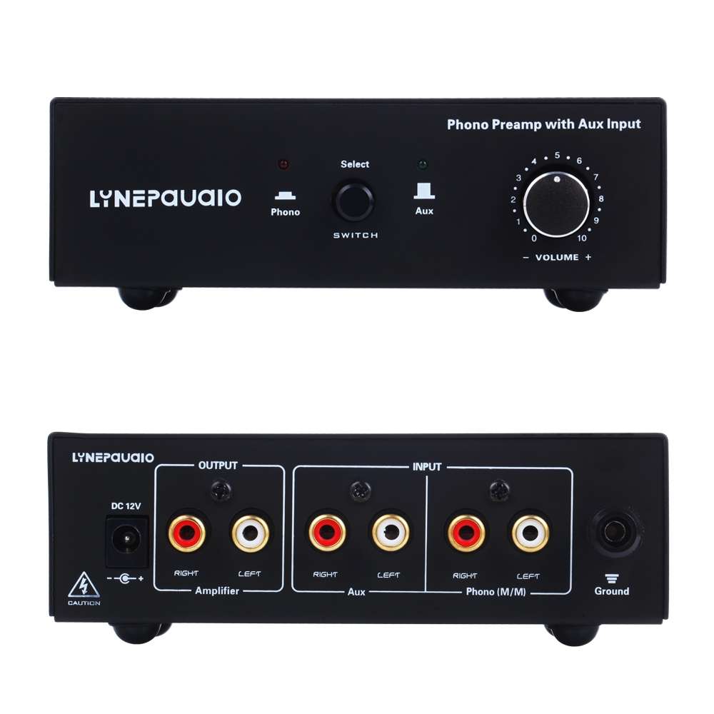 B855 LINEPAUDIO Phone Prephonograph Signal Amplifier with Auxiliary Input and Volume C ... (Black)