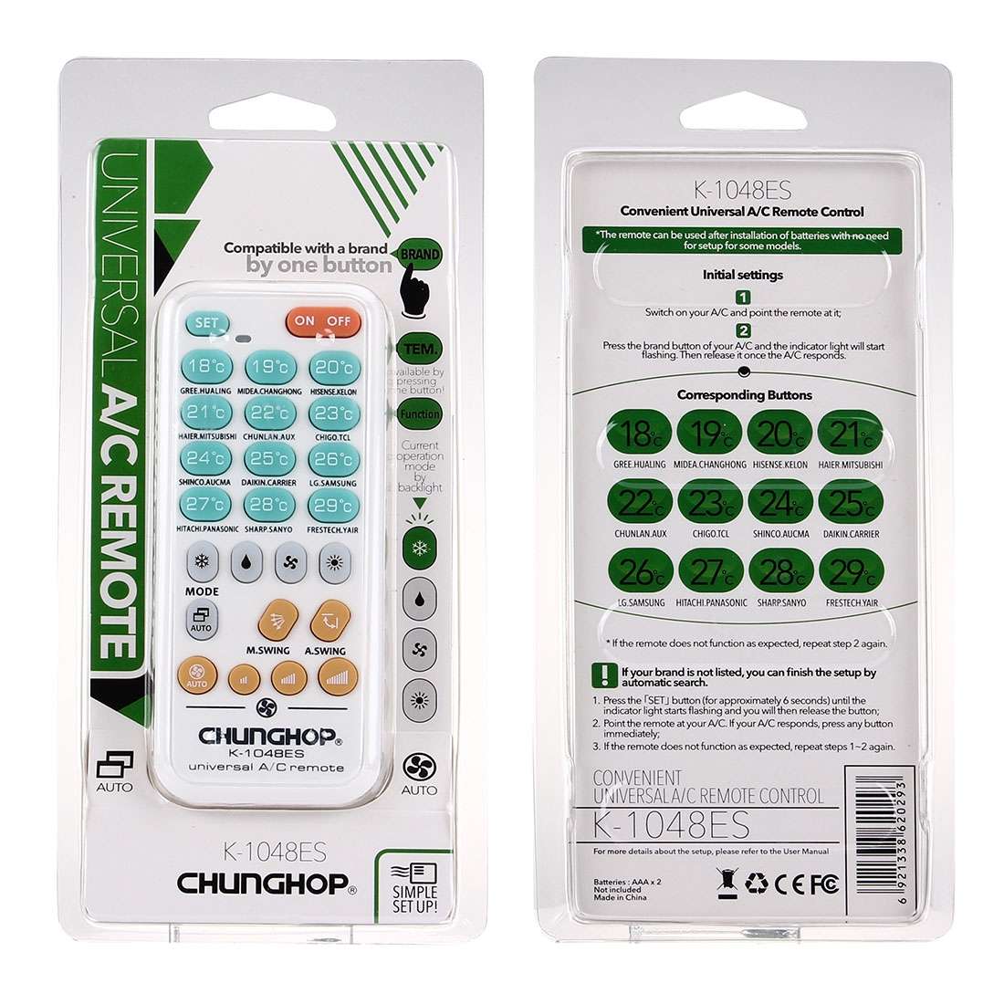 CHUNGHOP K-1048ES Universal Air-Conditioner Remote Controller