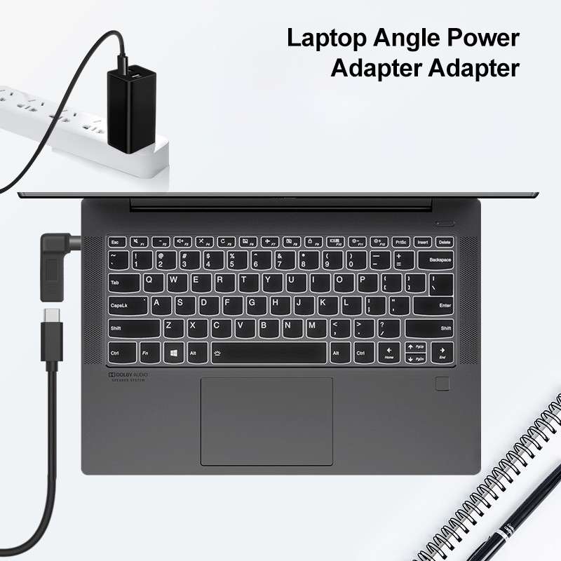 USB-C / Type-C Female to 5.5 x 2.1mm Male Plug Elbow Adapter Connector