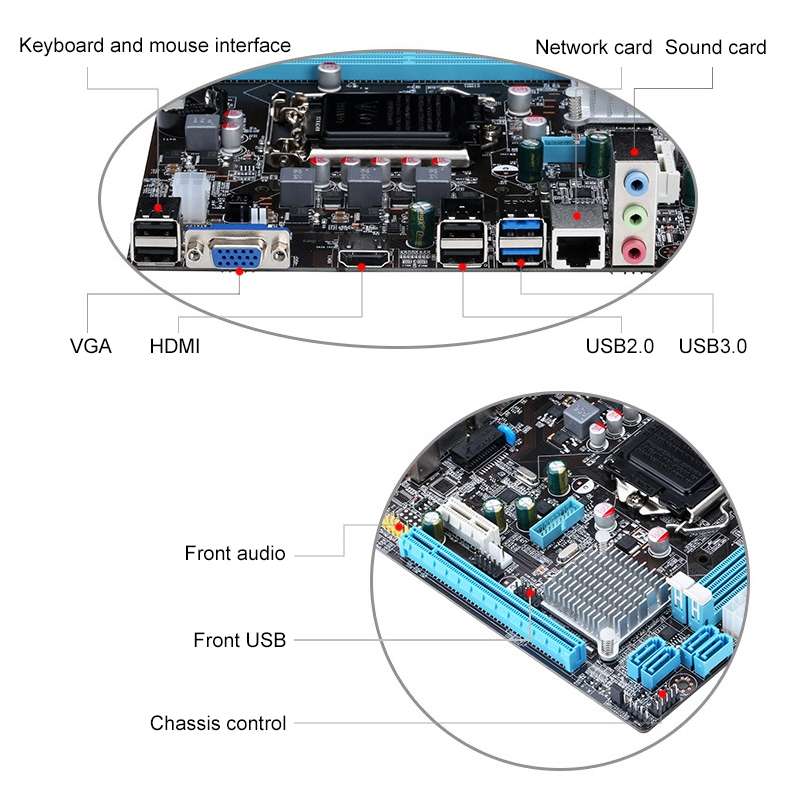LGA 1155 DDR3 Computer Motherboard for Intel B75 Chip, Support Intel Second Generation / Third Gene