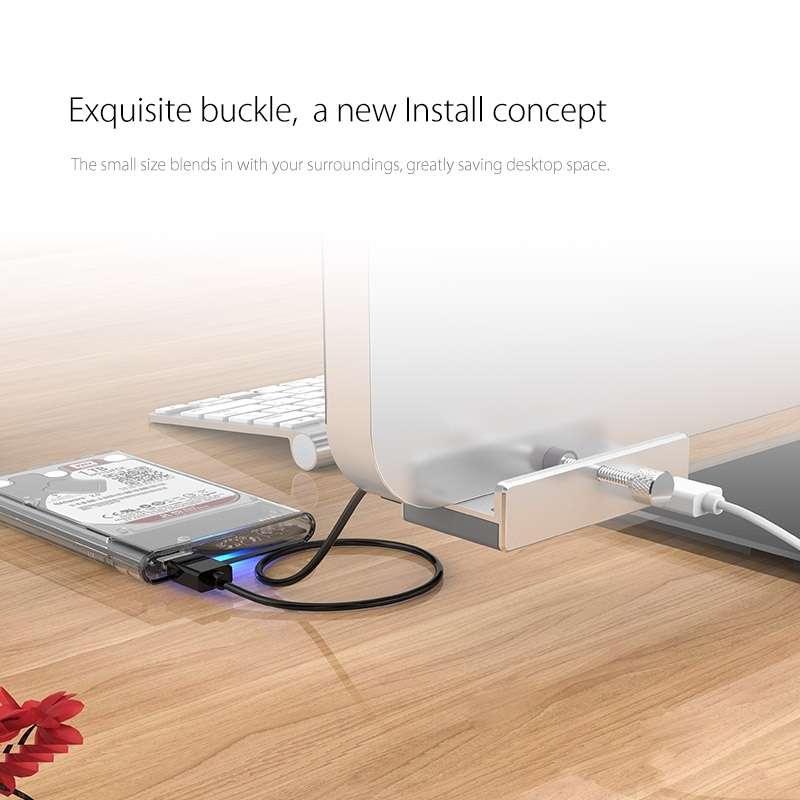 ORICO MH4PU Aluminum Alloy 4 Ports USB 3.0 Clip-type HUB with 1m USB Cable, Clip Width Range: 10-3