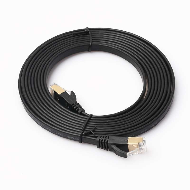 3m CAT7 10 Gigabit Ethernet Ultra Flat Patch Cable for Modem Router LAN Network - Buil ... (Black)