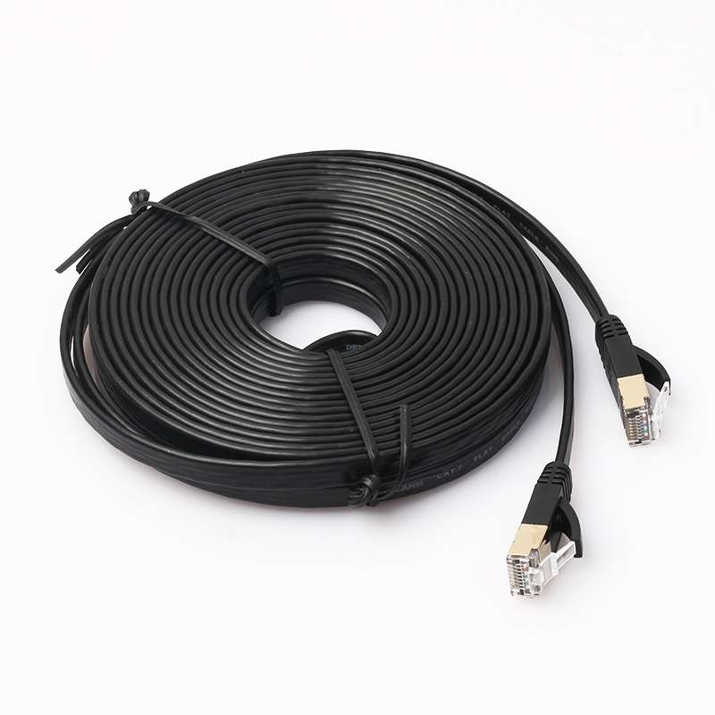 8m CAT7 10 Gigabit Ethernet Ultra Flat Patch Cable for Modem Router LAN Network - Buil ... (Black)