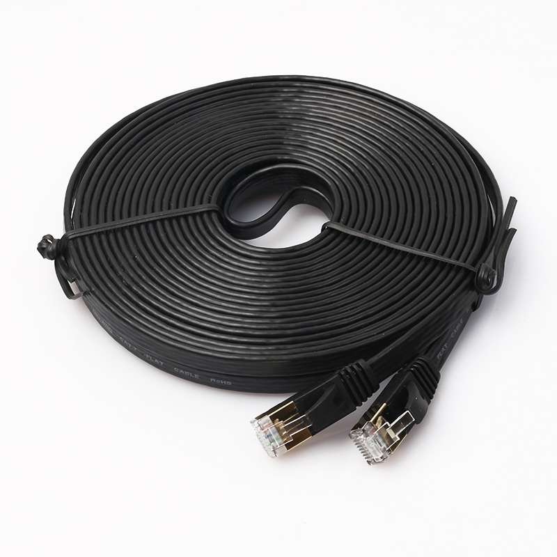 10m CAT7 10 Gigabit Ethernet Ultra Flat Patch Cable for Modem Router LAN Network - Bui ... (Black)