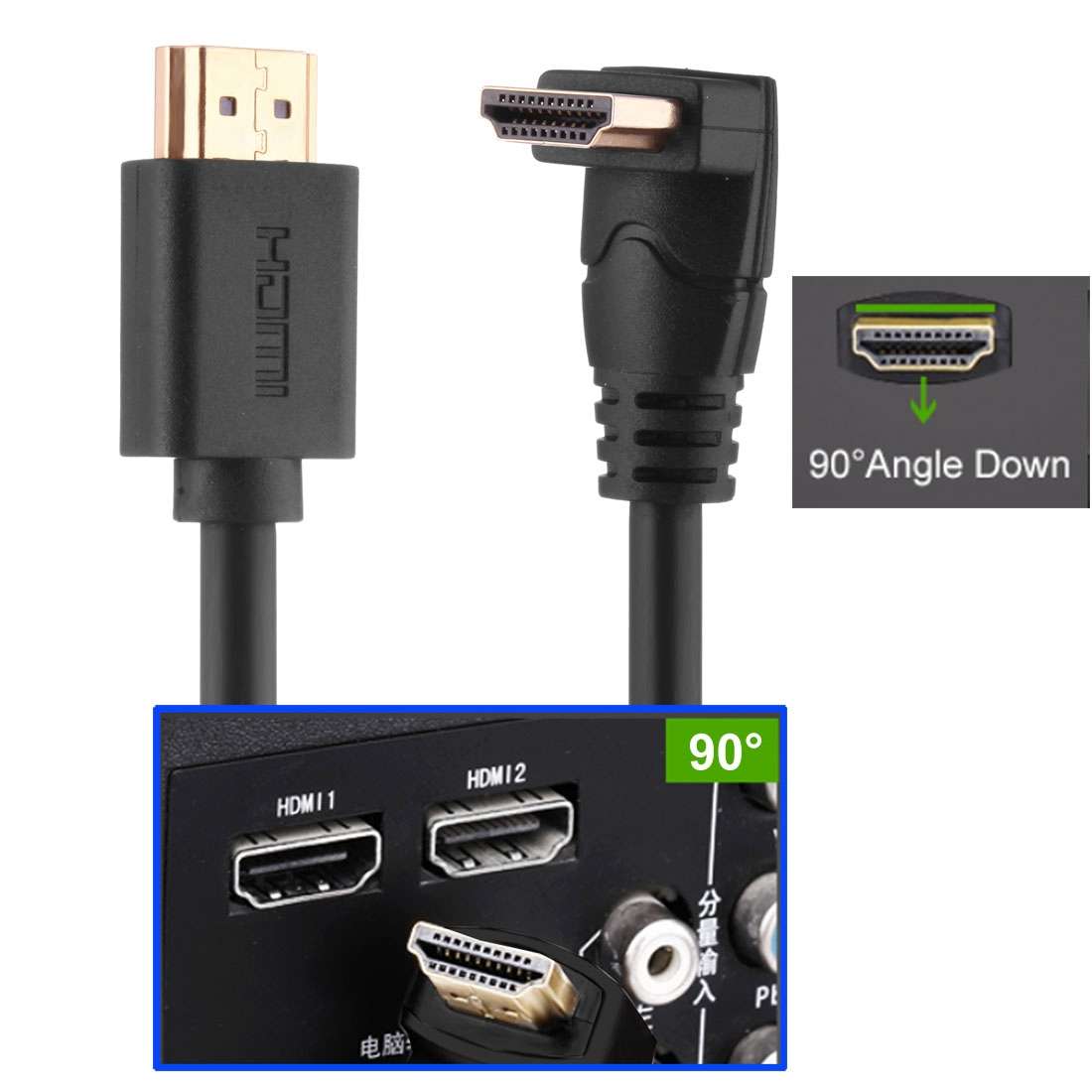 60cm 4K*2K HDMI 2.0 Version High Speed HDMI Cable with Ethernet Right Angle 90 Degree