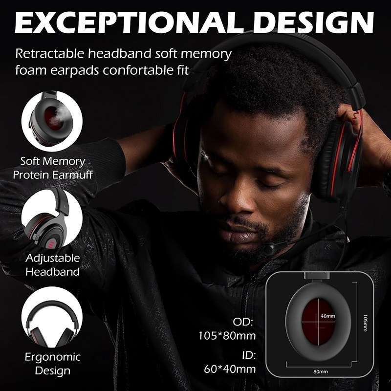 EKSA E900 PLUS 7.1 Gaming Wire-Controlled Head-mounted USB Luminous Gaming Headset wit ... (Black)