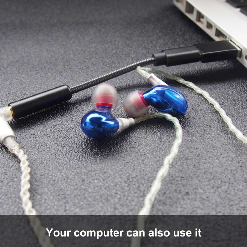 TA11-R USB-C / Type-C Male to 3.5mm Audio Female TPE Braid Earphone Adapter(Black)