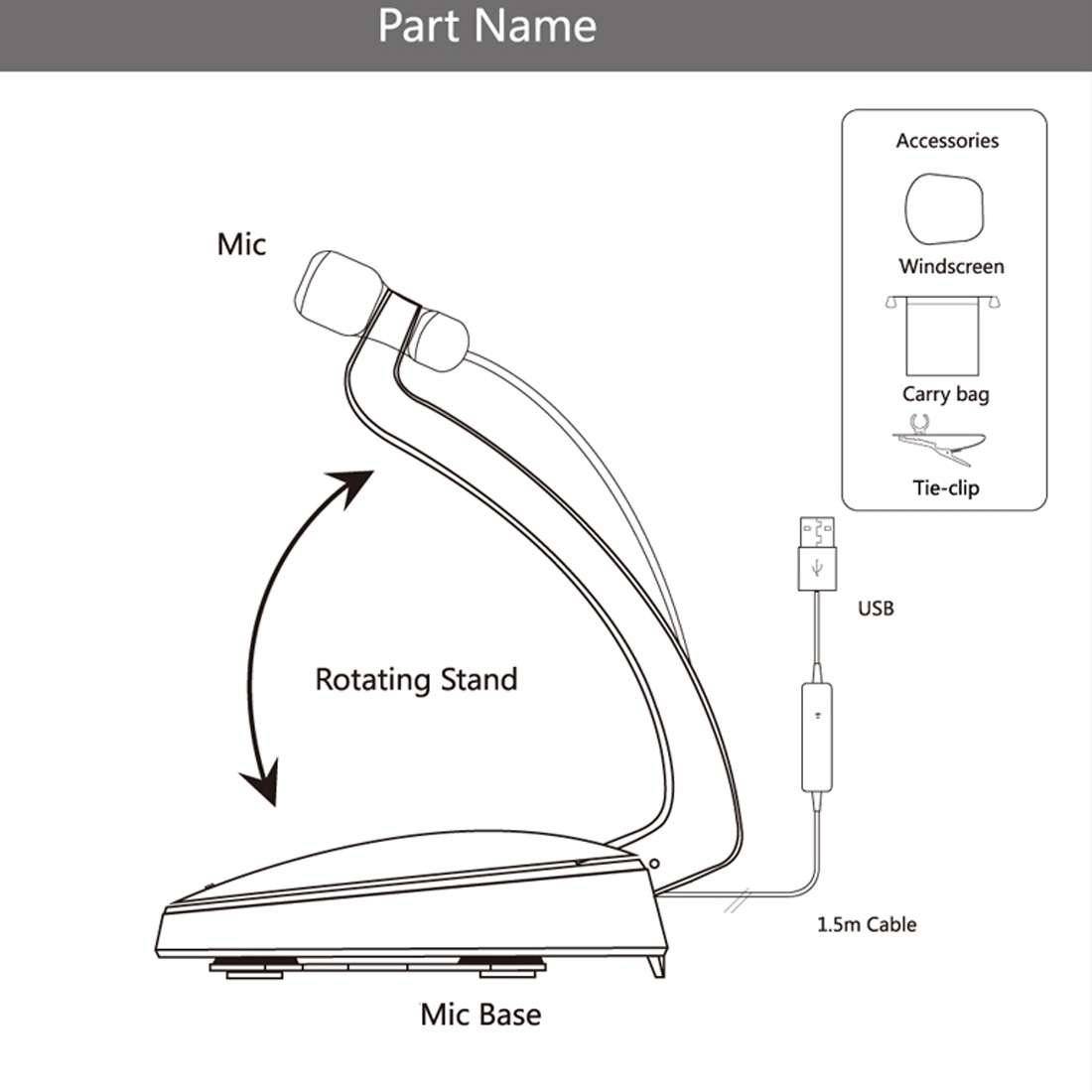 Yanmai SF-911 Professional Condenser Sound Recording 3.5mm Jack Microphone with Base Holder, Cable