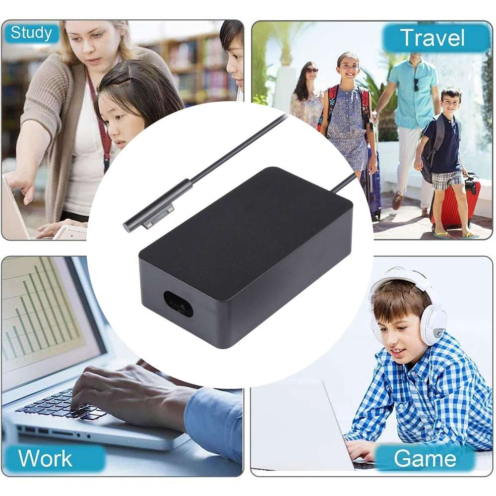 For Microsoft Surface Pro 7 / 7 Plus / 8 / 9 / X & Laptop 3 / 4 / 5 65W Laptop Power Adapter, Plug