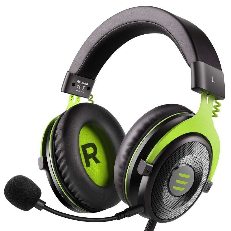 EKSA E900 Standard 3D Surround Gaming Wire-Controlled Head-mounted USB Luminous Gaming ... (Green)