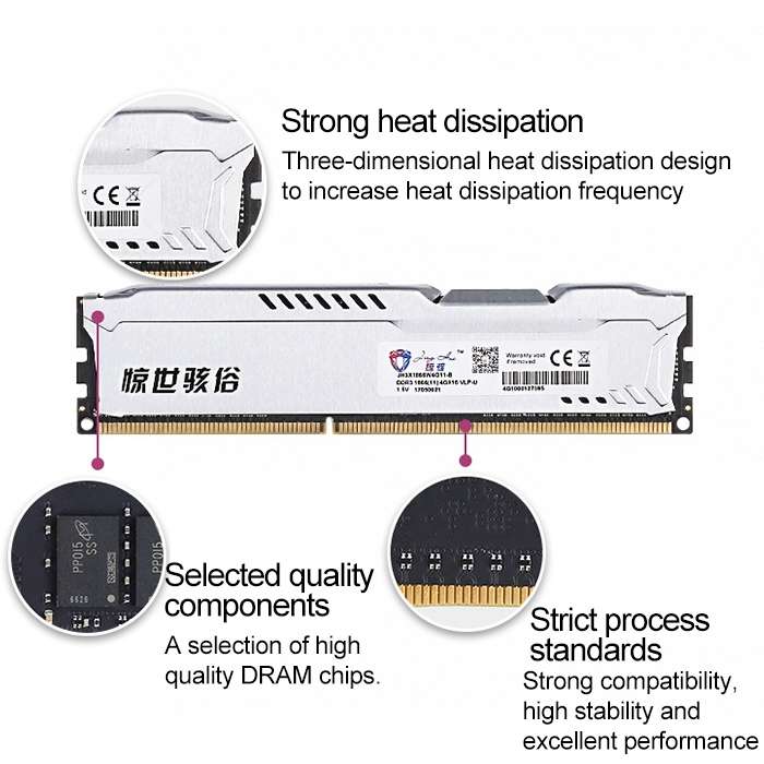 JingHai 1.5V DDR3 1600MHz 4GB Memory RAM Module for Desktop PC