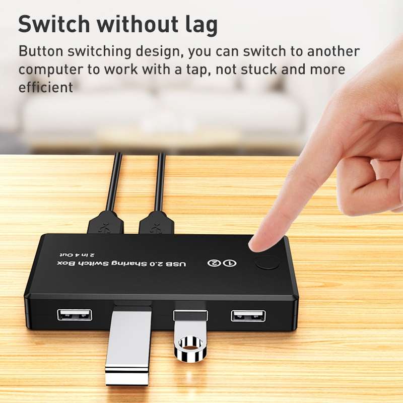 HW-1509 2 in 4 Out USB 2.0 Printer Sharing Switch(Black)