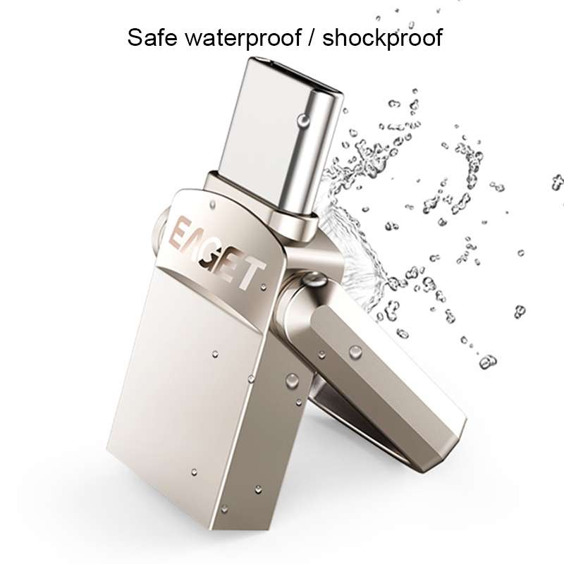 EAGET CU20 64GB Waterproof 2 in 1 USB-C / Type-C + USB 3.1 Flash Disk for Type-C Smartphones & PC