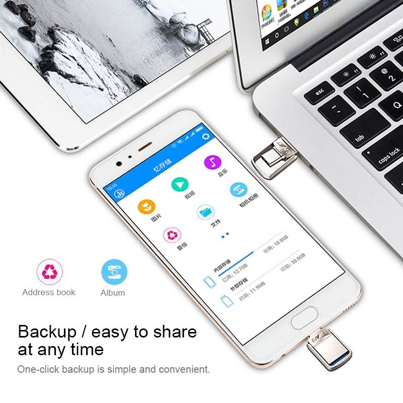 EAGET CU20 64GB Waterproof 2 in 1 USB-C / Type-C + USB 3.1 Flash Disk for Type-C Smartphones & PC