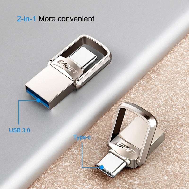EAGET CU20 64GB Waterproof 2 in 1 USB-C / Type-C + USB 3.1 Flash Disk for Type-C Smartphones & PC