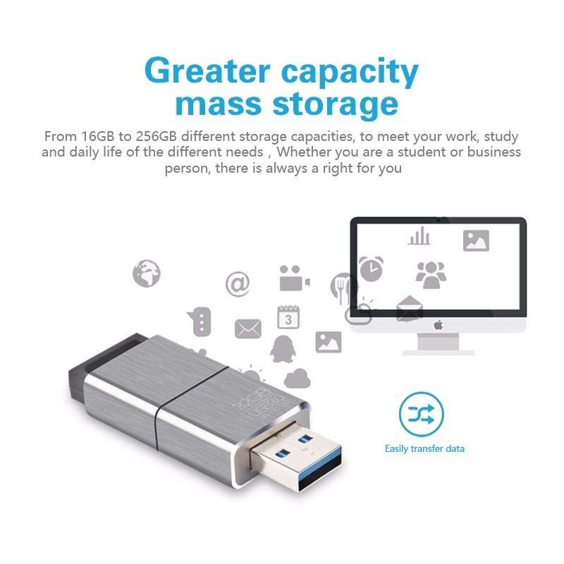 EAGET F90 32GB High-speed USB 3.0 Push-pull Zinc Alloy U Disk (Silver Grey)