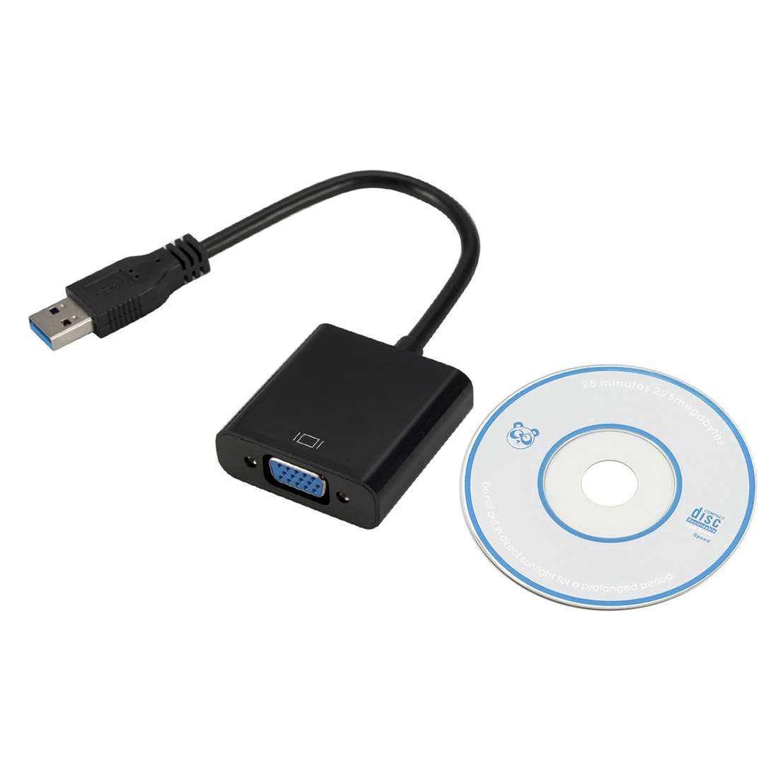 External Graphics Card Converter Cable USB3.0 to VGA, Resolution: 720P(Black)