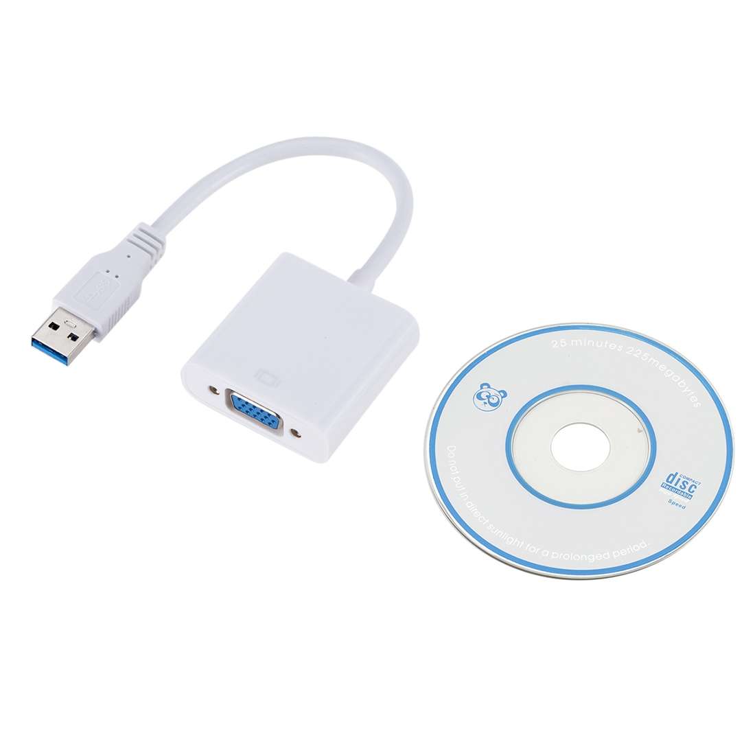 External Graphics Card Converter Cable USB3.0 to VGA, Resolution: 720P(White)