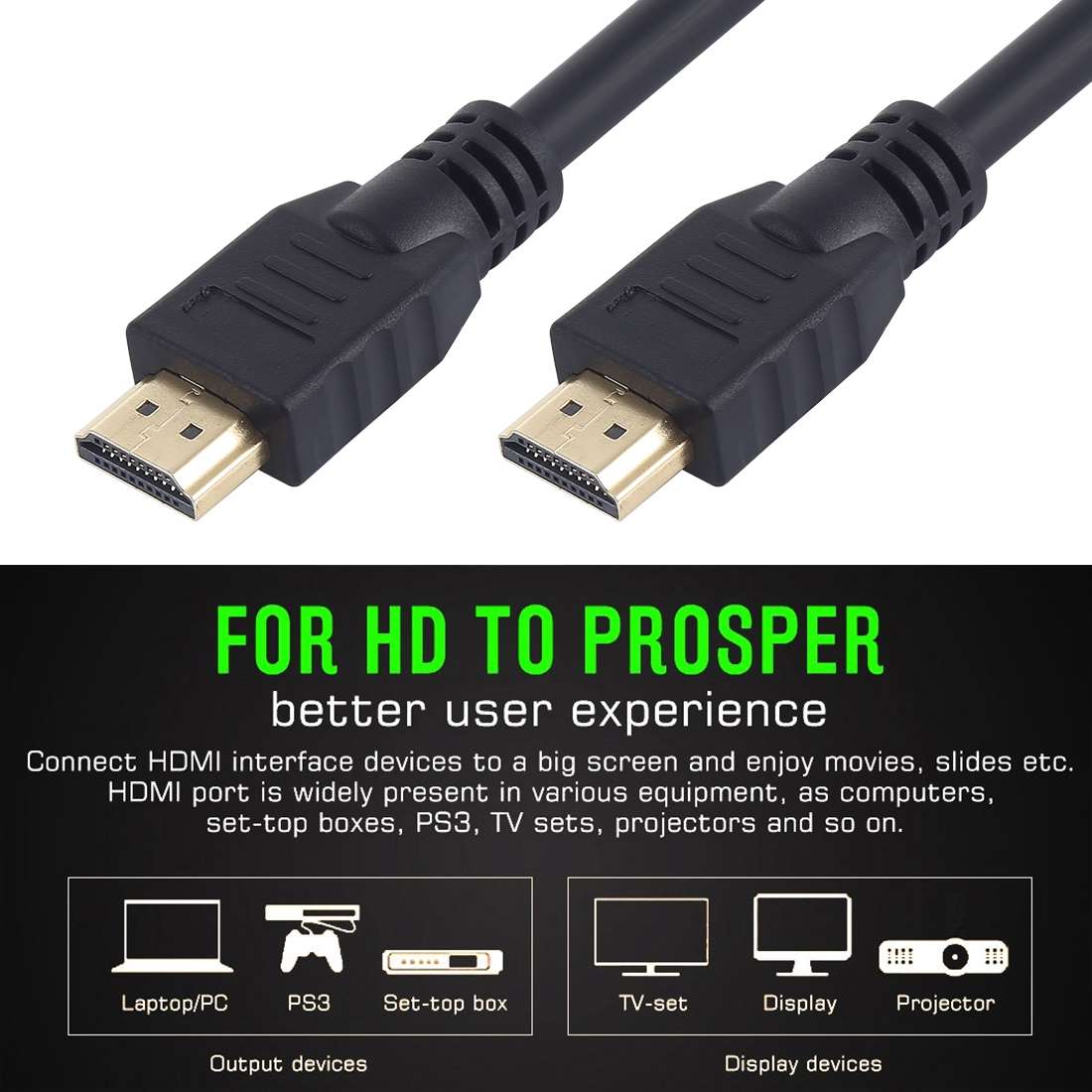 Super Speed Full HD 4K x 2K 30AWG HDMI 2.0 Cable with Ethernet Advanced Digital Aud ... Length: 1m
