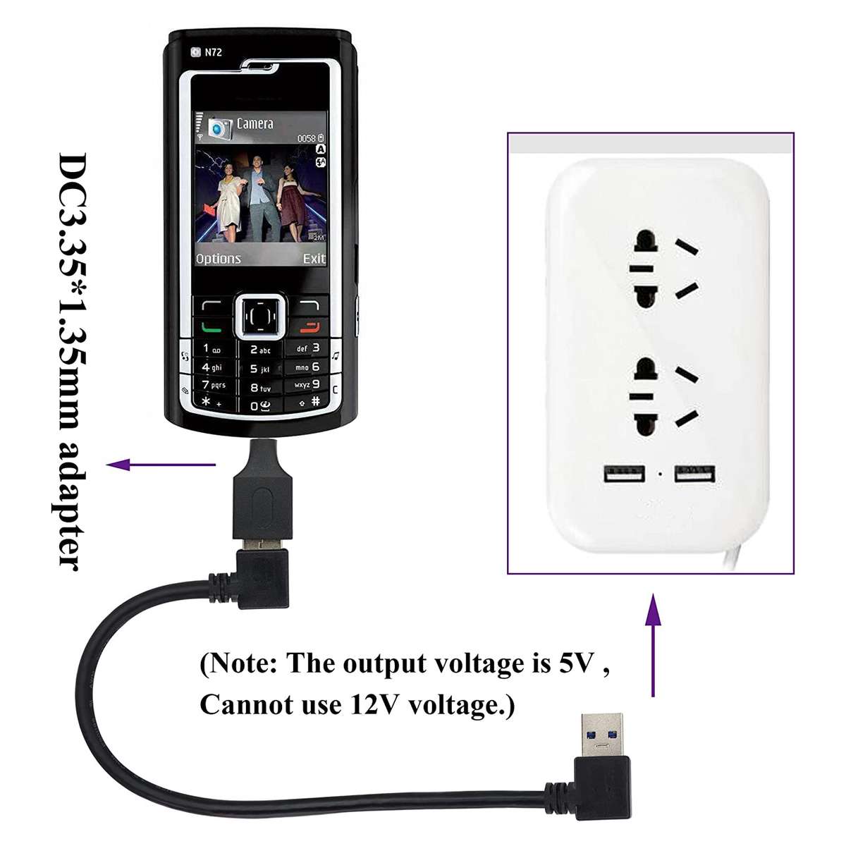 10 PCS 3.5x1.35mm Male to USB Female Adapter Connector