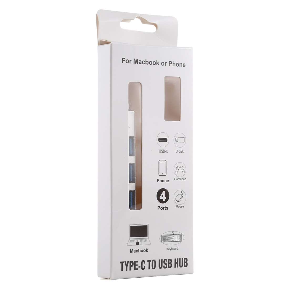 T-818 4 x USB 3.0 to USB-C / Type-C HUB Adapter (Silver)