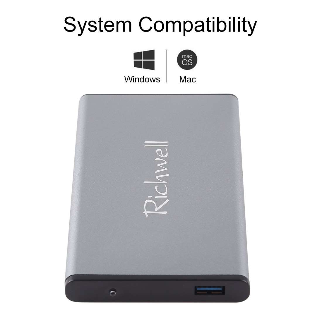 Richwell SATA R2-SATA-320GB 320GB 2.5 inch USB3.0 Super Speed Interface Mobile Hard Dis ... (Grey)
