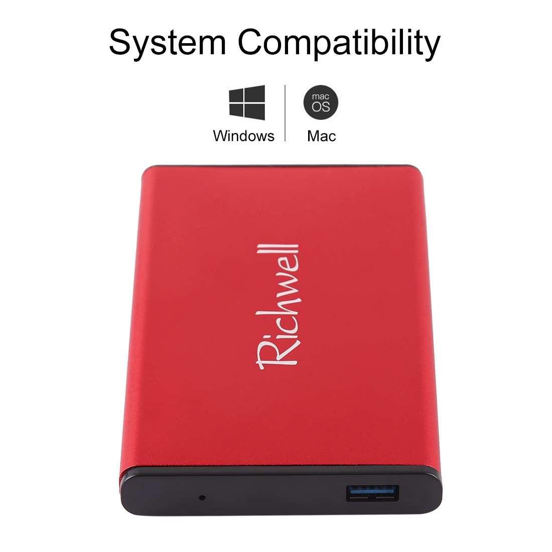 Richwell SATA R2-SATA-320GB 320GB 2.5 inch USB3.0 Super Speed Interface Mobile Hard Disk ... (Red)
