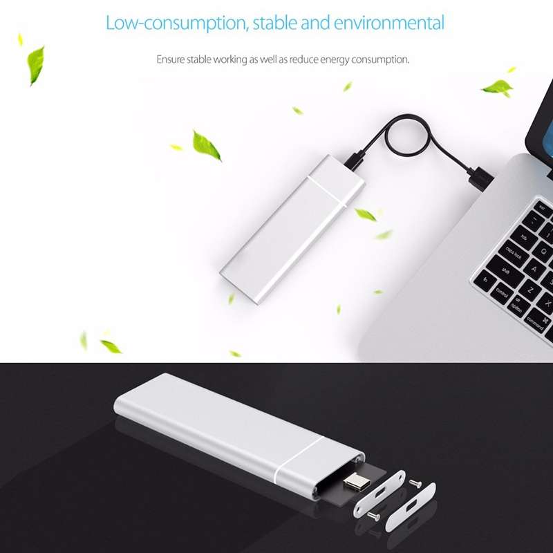 M.2 NGFF to USB-C / Type-C USB 3.1 Interface Aluminum Alloy SSD Enclosure(Black)