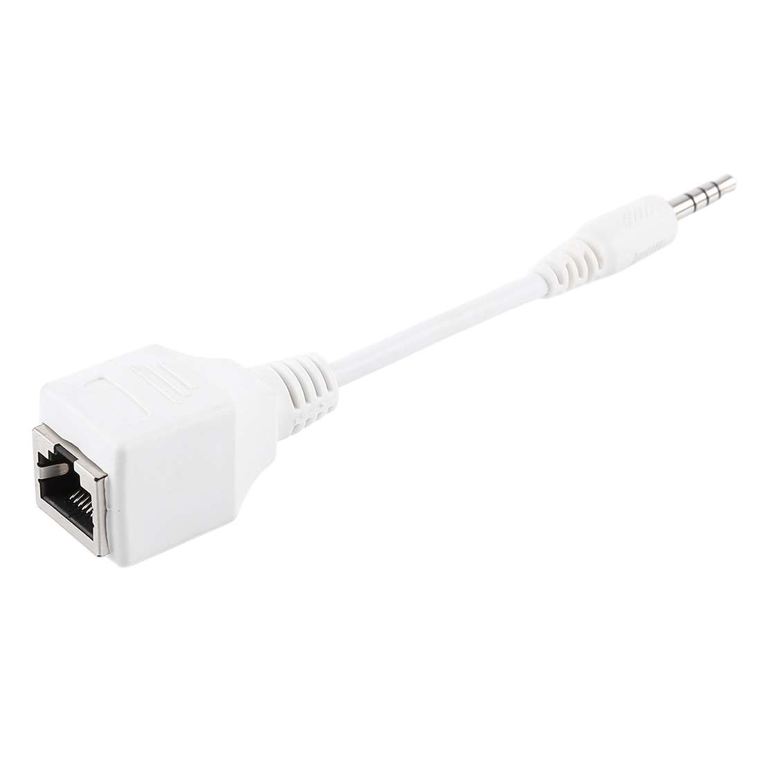 CAT5 RJ45 Socket to 3.5mm 4 Pole Male Plug Audio Ethernet LAN Network Adapter, Total Length: about